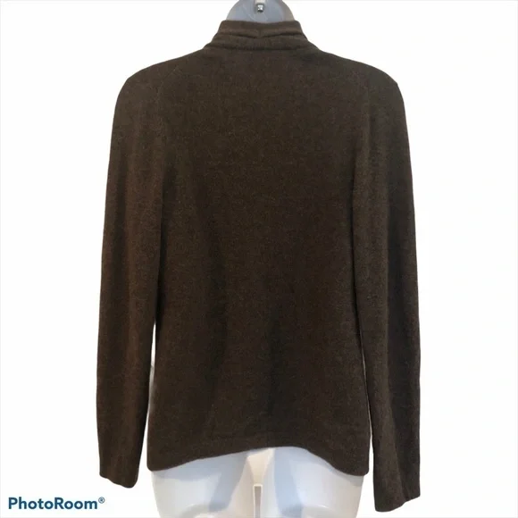 Fenn Wright Manson brown cashmere sweater brown faux leather front belt small - Picture 2 of 7